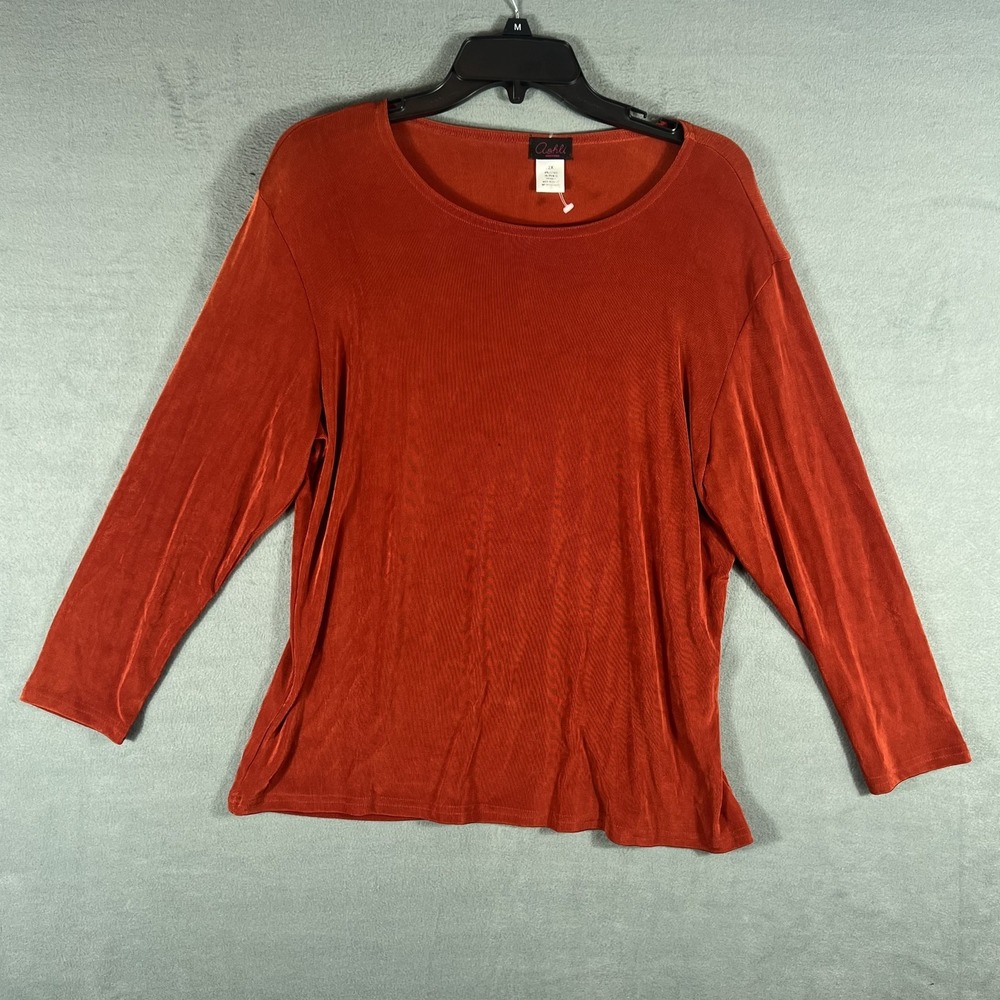 Ashli Couture Women's 2X Plus Rust Ribbed Long Sleeve Pullover Top Blouse